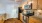 a kitchen with wooden cabinets