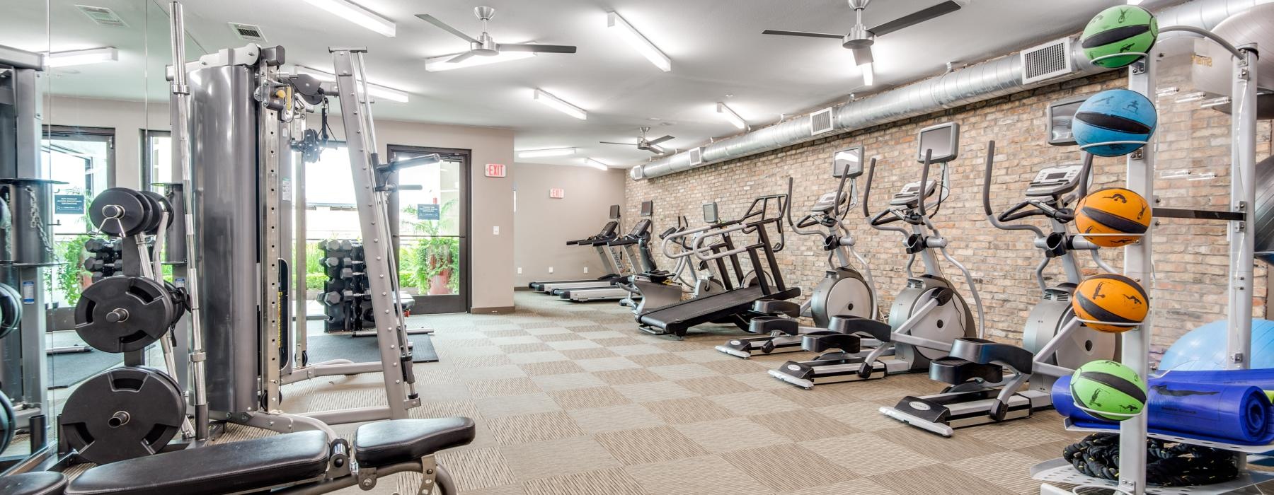 a gym with exercise equipment