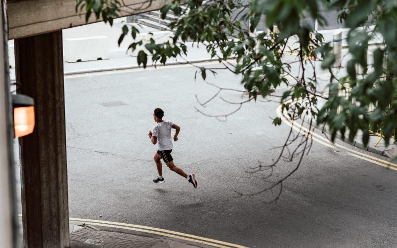 a man running on a street