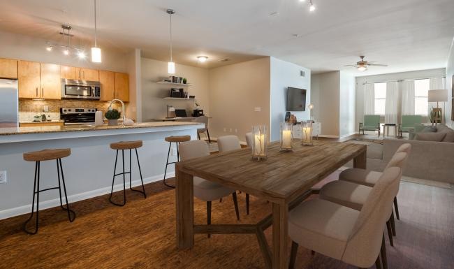 The essence of exceptional living a kitchen with a table and chairs